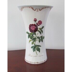Vintage Queens Vase Royal Horticultural Society Roses Redoutes Porcelain Trumpet